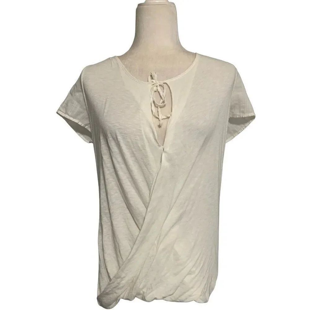 Michael Stars Womens Solid White Short Sleeve Top Xs Small Medium Large XL